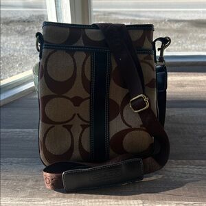 Coach Tan and Brown signature crossbody Bag